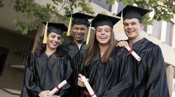 Group of smiling high school graduates.