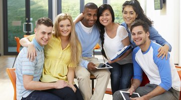 Diverse group of students at school