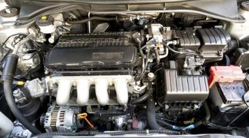 A close-up of a car engine.