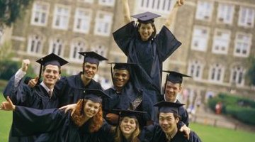 Group of smiling college graduates.