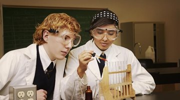 Private school students in science class.
