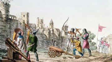 Cartoon illustration of a battle during the Hundred Years' War.