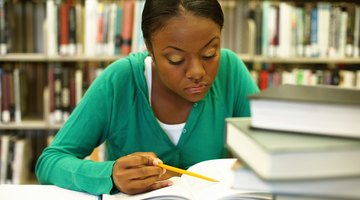 Girl studying at the library