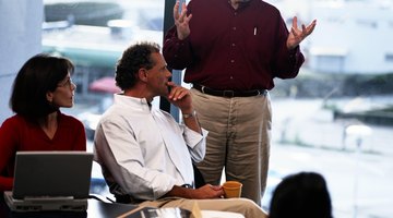 People sitting together during an interview.