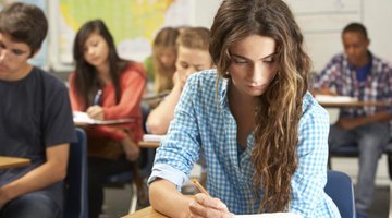 High school student in English class.