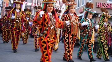 Dancers in full costume at parade