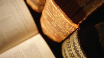 An overhead view of historical books.