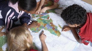 Young students are working together in a group.