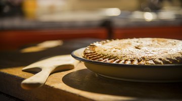 Meat pie cooling in kitchen.