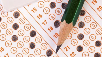 A standardized test sheet with a pencil.