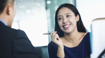 Smiling teacher during interview