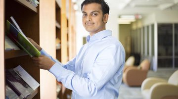 College student in library